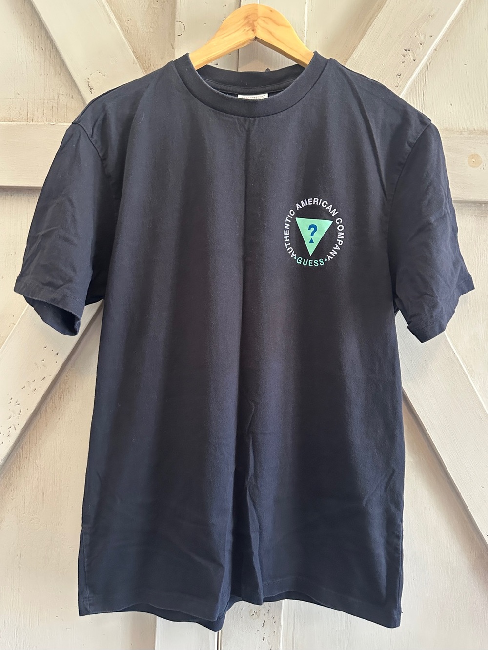 Guess Originals Black Graphic Logo T-Shirt Small Colorful Back Print Tee